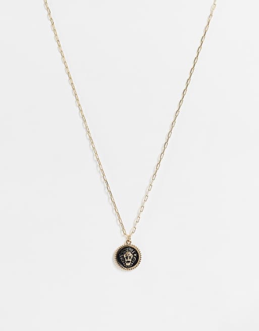 Topman - Gouden halsketting met munthangertje met leeuw