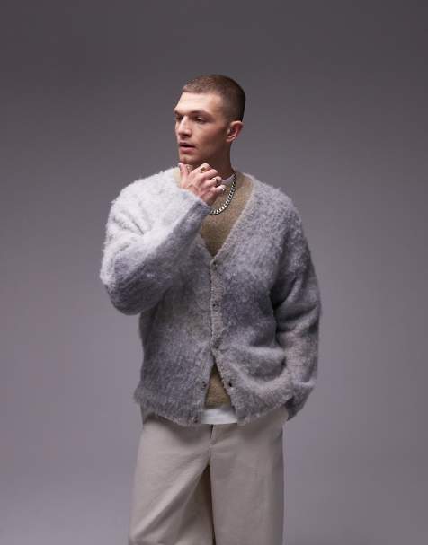 Topman - Grå cardigan med ombré-effekt i afslappet pasform - view 1