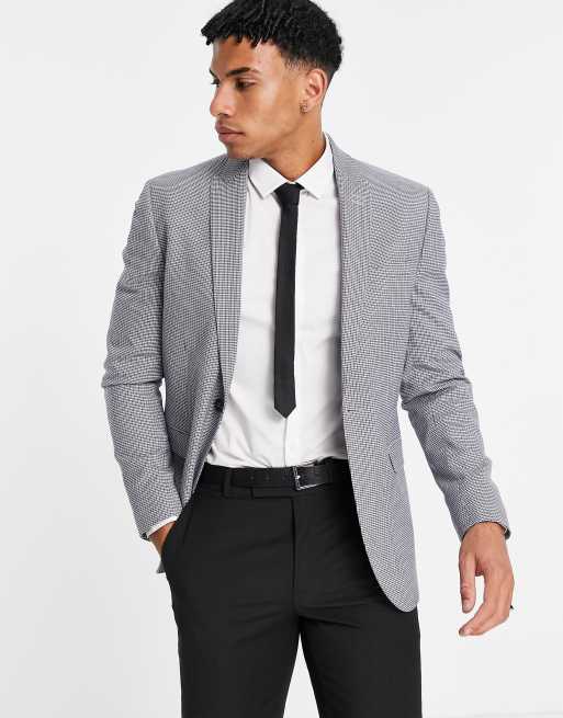 Topman – Grå enkelknäppt kavaj med extra smal passform