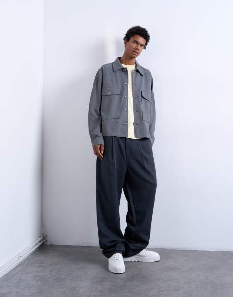 Topman – Grå jacka i interlock-vävd jersey och oversize - view 1