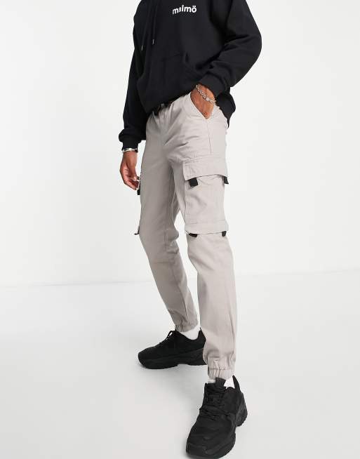 Topman – Grå, skinny cargobyxor med flik