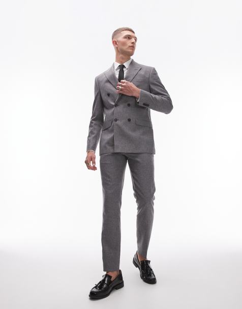 Topman - Grå skinny-habitbusker med tekstur - view 1