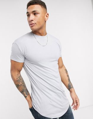 Topman – Grå t-shirt i longline-modell
