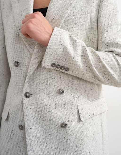 Topman – Gräddvit, avslappnad kavaj i bouclé med textur, 4 av 6