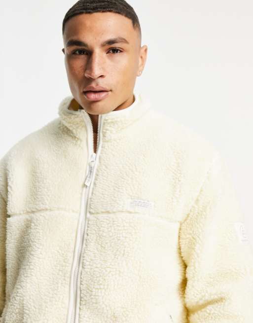 Topman – Gräddvit jacka i teddy-material