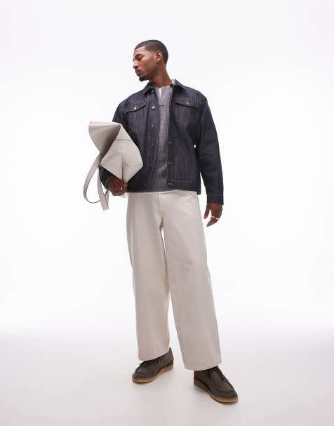 Topman – Gräddvita byxor i twill med vida ben - view 1