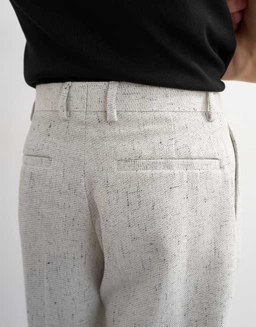 Topman – Gräddvita, strukturerade byxor i bouclé med vida ben, 6 av 6