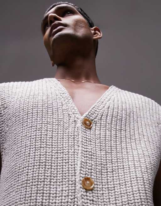 Topman – Gräddvitt, melerat linne med tvinnat garn, 3 av 4