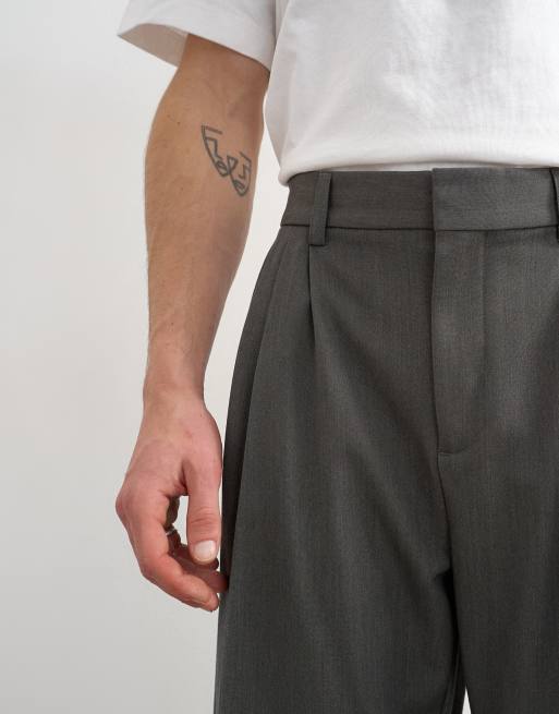 Topman – Grafitowe spodnie z szerokimi nogawkami i podwójnymi zakładkami, 5 z 5