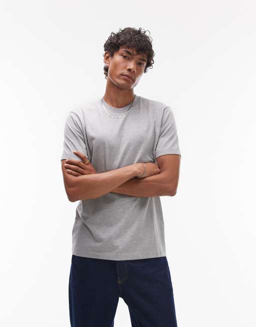 Topman – Gråmelerad t-shirt i regular fit