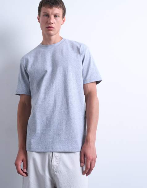 Topman – Gråmelerad t-shirt med avslappnad passform - view 1