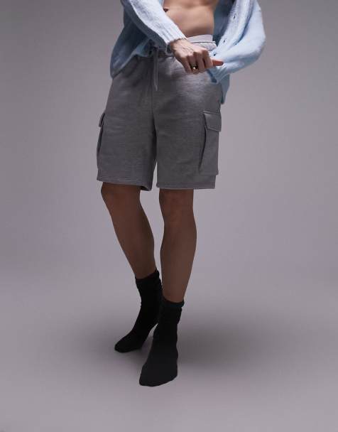 Topman – Gråmelerade cargoshorts i jersey - view 1