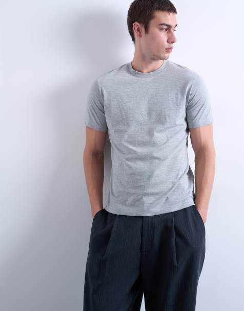 Topman - Gråmeleret T-shirt i klassisk pasform - view 1