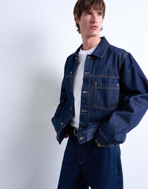 Topman – Granatowa kurtka jeansowa o luźnym kroju, 3 z 5
