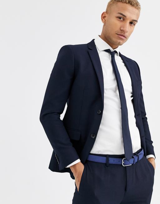 Topman – Granatowa marynarka garniturowa o obcisłym kroju
