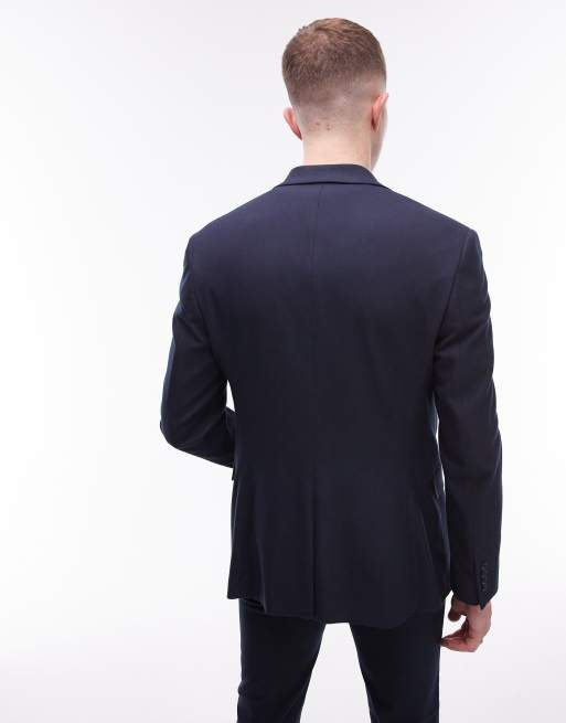 Topman – Granatowa teksturowana kurtka garniturowa o obcisłym kroju, 3 z 5