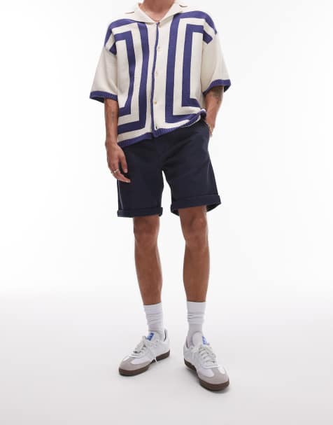 Topman – Granatowe obcisłe szorty chinosy - view 1