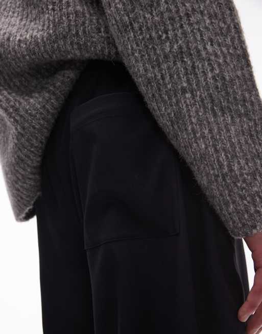 Topman – Granatowe spodnie z szerokimi nogawkami i elastyczną talią, 5 z 5