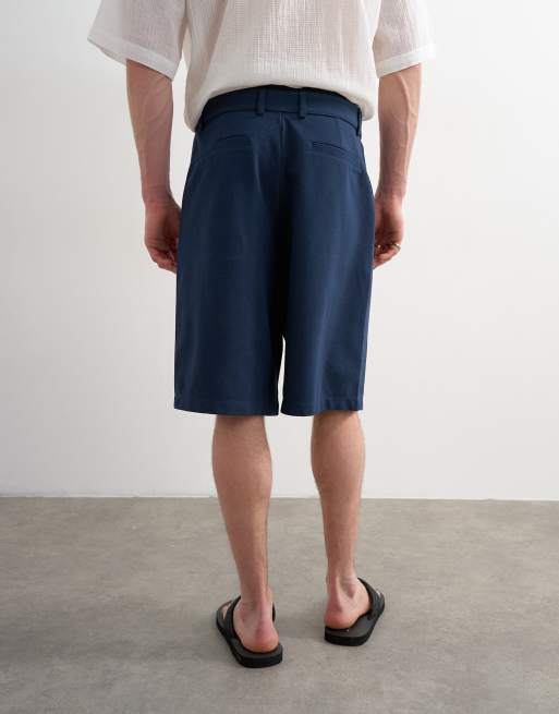 Topman – Granatowe szorty z szerokimi nogawkami i zakładkami, 5 z 5