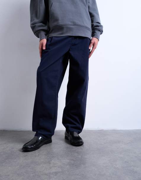 Topman – Granatowe zwężane spodnie z diagonalu - view 1