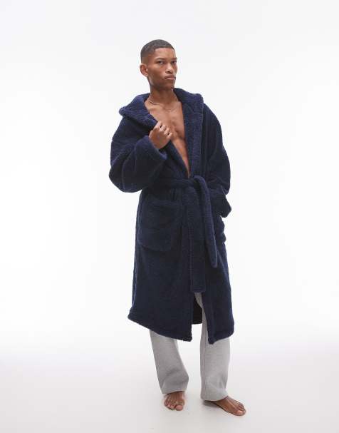 Topman – Granatowy puszysty szlafrok - view 1