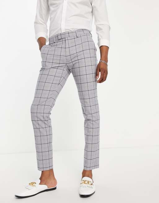 Topman – Grårutig extra skinny kostym i tre delar, 3 av 4