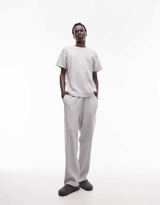 Topman - Gråt loungesæt med joggingbukser og T-shirt med vaffeltekstur, 2 af 4