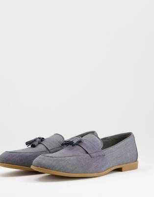 Topman grey chambray piper tassel loafers - ASOS Price Checker