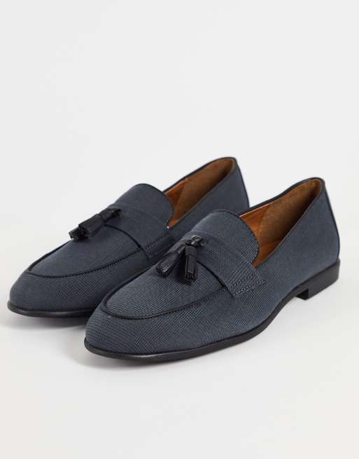 Topman gray piper plaid tassel loafers