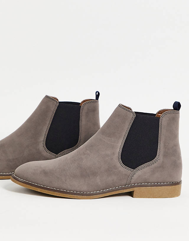 Topman - grey faux suede spark chelsea boots