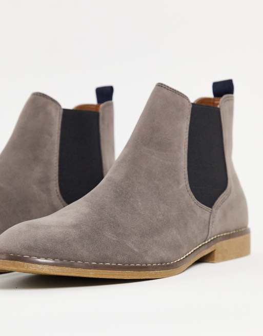 Topman grey faux suede spark chelsea boots | ASOS display picture 1