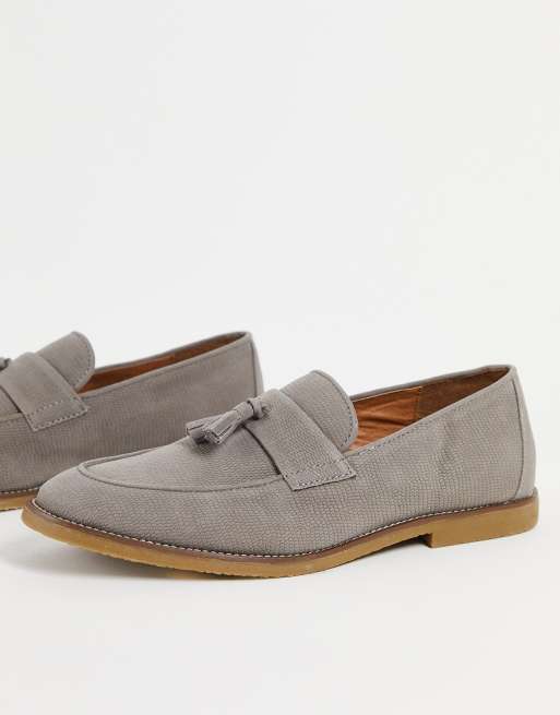 Topman grey faux suede vince tassel loafers