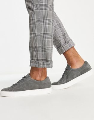 Topman grey perry real suede trainers