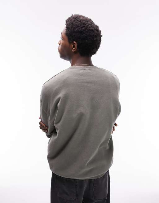 Topman – Gröntvättad sweatshirt i oversize med ängelbroderi, 4 av 4