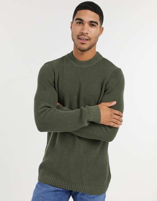 Topman Gruner Strickpullover Mit Stehkragen Asos