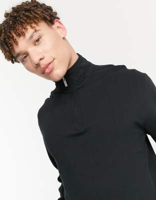 Topman half zip sweat jacket in black - part of a set