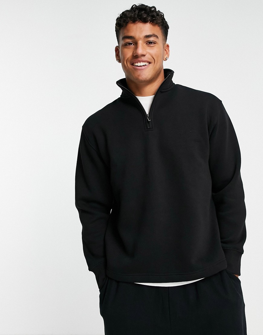 Topman half zip sweatshirt in black - part of a set