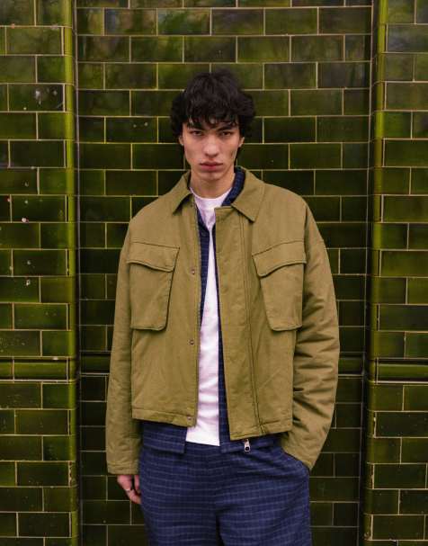 Topman - Harrington jack met dubbele borstzakken in kaki - view 1