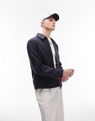 Topman Harrington Jacket In Navy