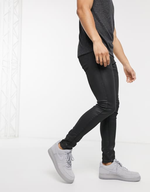 Topman – Hautenge Jeans aus Bio-Baumwollmischung in Schwarz beschichtet, 2 von 4