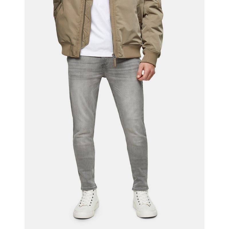Topman – Hautenge Jeans aus Bio-Baumwollmix in Grau