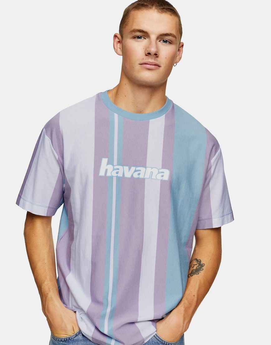 Topman Havana stripe T-shirt in pink