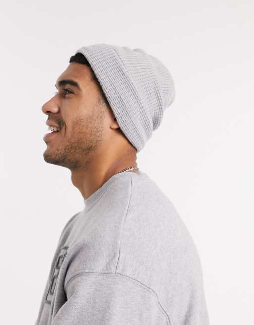 Topman heather waffle docker beanie in gray