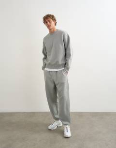 Heavyweight baggy fit cuffed jogger in grey marl