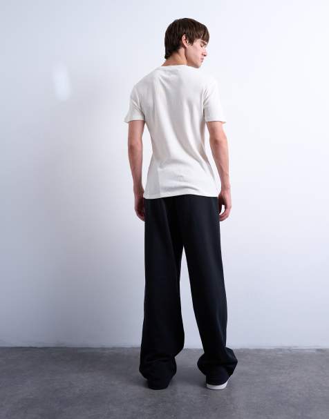 Topman heavyweight baggy jogger in black - view 1