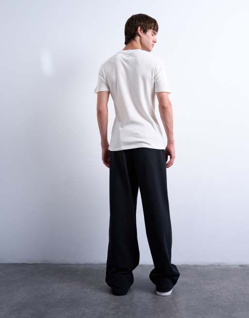 Topman heavyweight baggy sweatpants in black