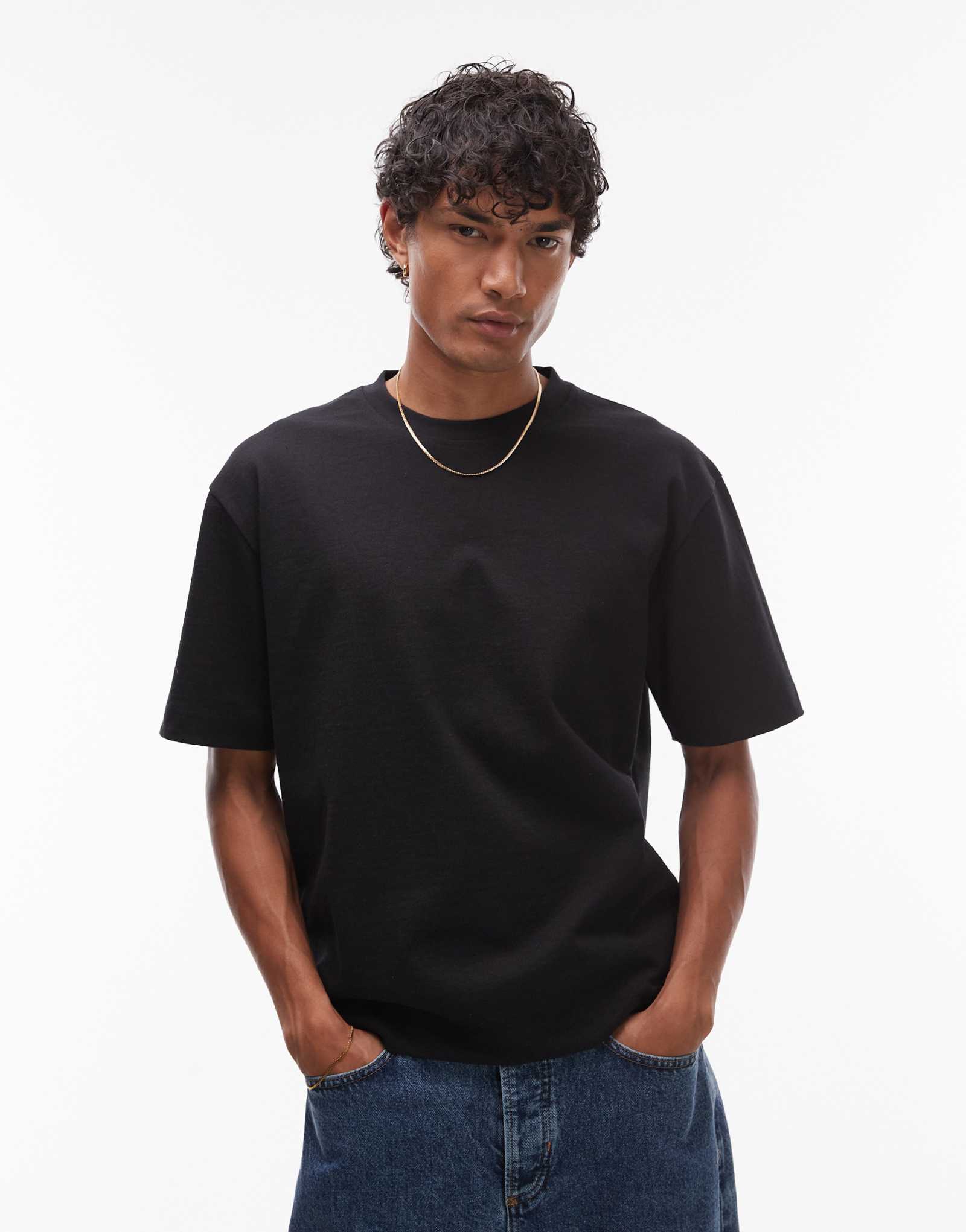 Облегающая футболка Topman heavyweight черного цвета