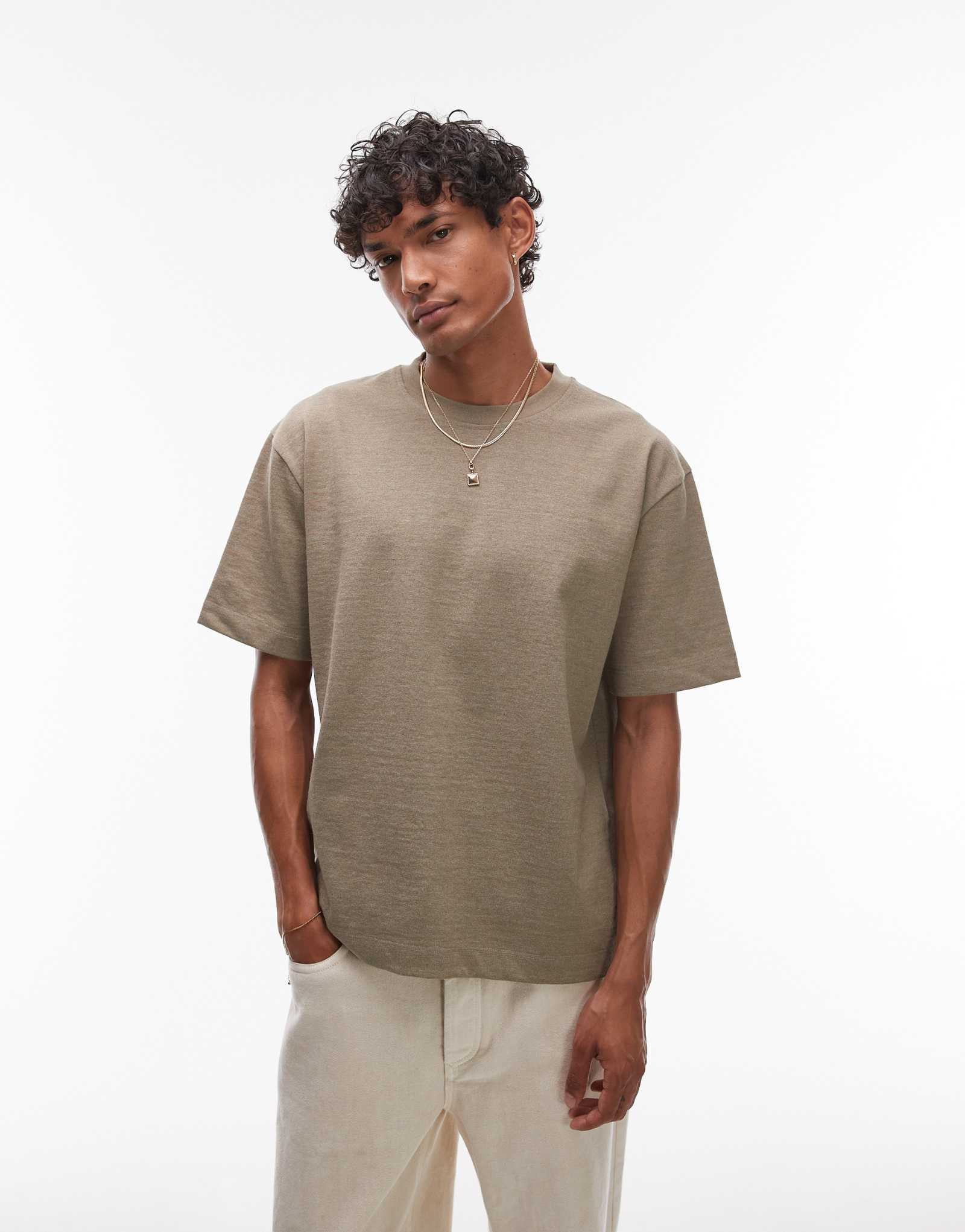 Облегающая футболка Topman heavyweight цвета хаки