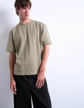 Topman heavyweight boxy fit t-shirt in khaki
