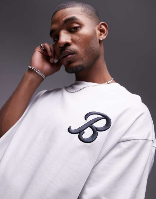 Topman heavyweight extreme oversized fit t-shirt with front and back Brooklyn embroidery in white, 2 of 4